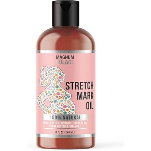 Stretch Mark Oil for Pregnancy – 100% Natural Belly Oil for Pregnancy with Cocoa Butter Oil, Almond Oil for Skin – Alternative to Stretch Mark Cream for Pregnancy