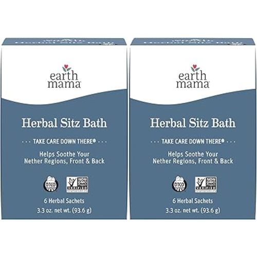 Earth Mama Herbal Sitz Bath | Pregnancy & Postpartum Essentials, Soothing Sitz Bath for Hemorrhoids with Witch Hazel, & Calendula, 6-Count (2-Pack)