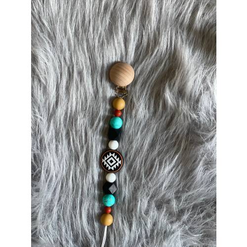 Custom rustic black and white Aztec Coin pacifier clip | Western baby items| baby shower gifts| gifts for mom| custom made baby accessories