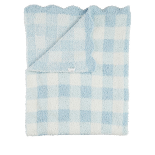 Blue Gingham Chenille Pattern Blanket | Mud Pie