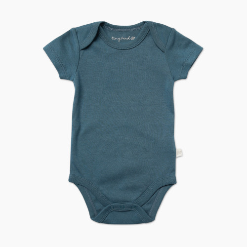 Tiny Kind Solid Short Sleeve Organic Cotton Bodysuit - Tapestry Blue, 0-3M