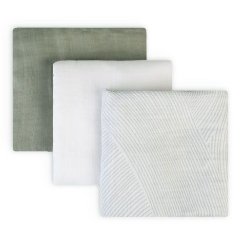 Little Bamboo Muslin Wraps 3 Pack Bayleaf