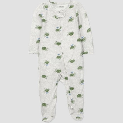 Carter's Just One You® Baby Boys' Comfy Soft Turtles Long Sleeve Sleep N' Play Footed Pajamas - Gray Newborn