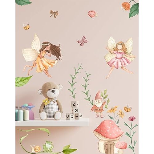 Fairy Angel Wall Sticker Flower Fairy Wall Decals Fairy Nursery Decor Fairy Garden Wall Decals Baby Girls Room Decals Girls Bedroom Wall Art Windows Decor Bathroom Decor