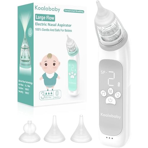Large Flow Electric Nasal Aspirator, Newest Nose Sucker for Baby, Nose Cleaner for Toddlers with 3 Suction Levels, Soothing Music and Light