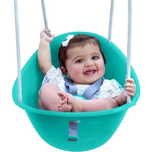 Swurfer Coconut Toddler Swing – Comfy Baby Swing Outdoor, 3- Point Adjustable Safety Harness, Secure, Safe Quick Click Locking System, Blister-Free Rope, Easy Installation, Ages 6-36 Months