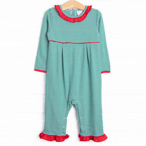 Spearmint Stripes Ruffle Romper, Green – Stitchy Fish
