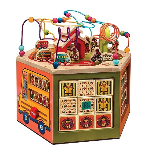 B. toys- Youniversity- Wooden Activity Cube – Developmental Learning Center – Toys for Toddlers, Kids – Alphabet, Numbers, Shapes – 12 Months +