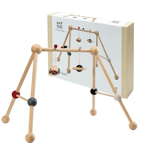 PlanToys® Wooden Baby Play Gym | Eco Friendly Sensory & Tummy Time Toy | Montessori Activity Gym for Newborn Visual Development, Focus, Motor Skills & Early Learning