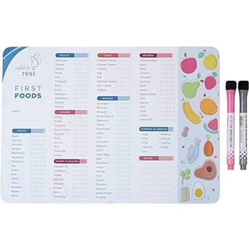 Nibble and Rest Baby's First Foods Tracker Fridge Magnet, Dry Erase Activity Poster, Daily Food Log, 101 Before One, Baby Food Chart/Checklist 25x35cm