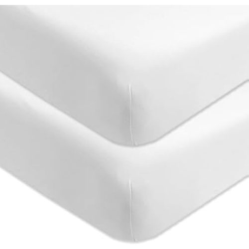HonestBaby Fitted Crib Sheets Set Standard Mattress, 100% Organic Cotton Baby Boys, Girls, Neutral, 2 Pack - Bright White, One Size