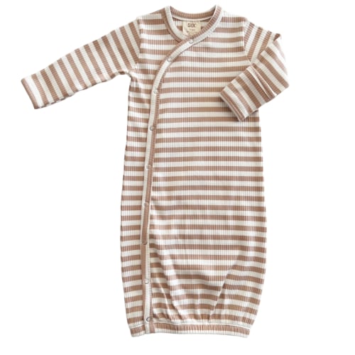 Tan Stripe / Organic Ribbed Gown