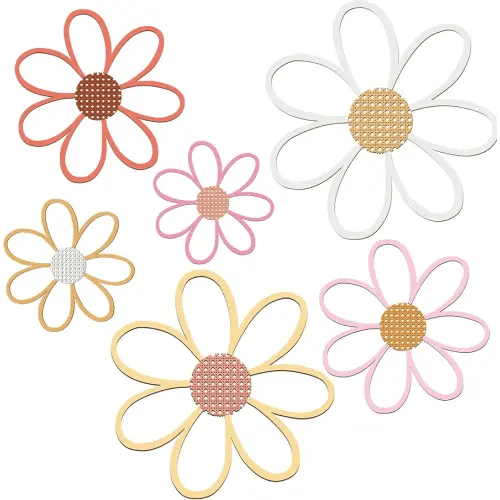 Thyle 6 Pcs Daisy Wall Decor Wooden Daisy Wall Art Flowers Signs Hanging Plaque for Home Nursery Bedroom Farmhouse Bathroom Decorations Housewarming Gifts (Multicolor)