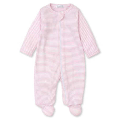 Pink Simple Stripes Zip Footie (Newborn)
