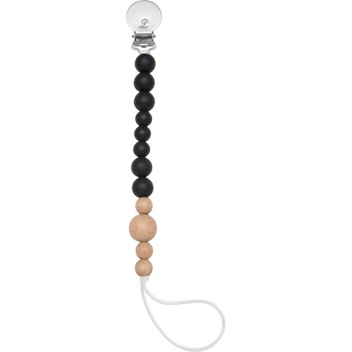 Loulou Lollipop Silicone Soother Pacifier Clip Binky Holder for Newborn and Baby - Color Block - Black