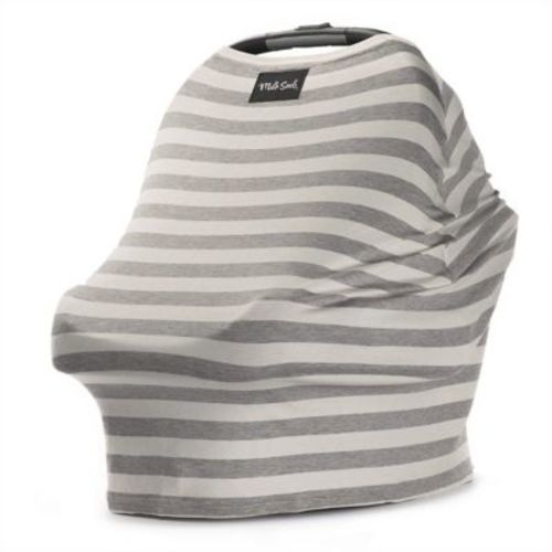 Milk Snob® Multi-Use Car Seat Cover in Cream/Grey Stripe - CREAM/GREY - ONE SIZE FITS MOST