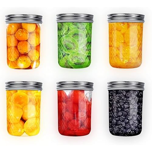 8 oz Mason Jars,6 Pack Regular Mouth Glass Jars With Lid Salad Jars 8 oz Canning Jars for Pickling Canning Home Decor Overnight Oats Fruit Preserves Jam Jelly Food Storage DIY Projects