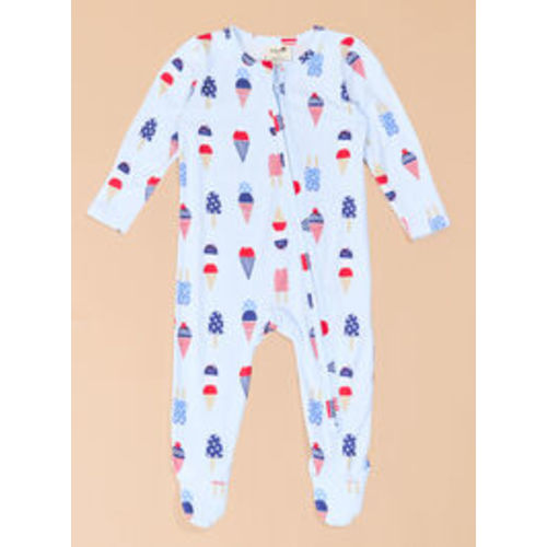 Stars & Scoops Sleep Bodysuit in White | Tullabee