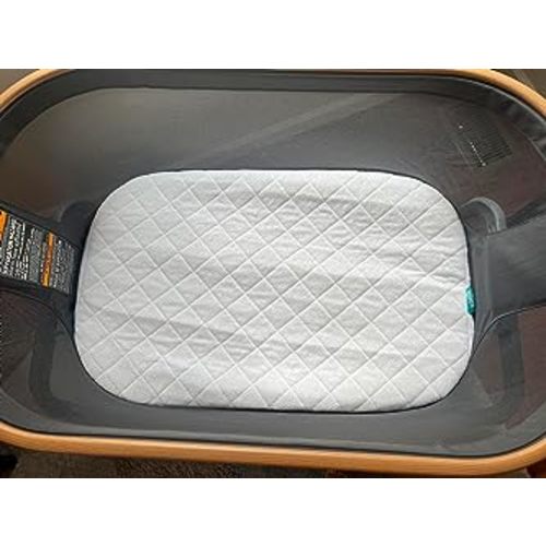 Bassinet Mattress Pad Cover Compatible with 4moms Mamaroo Sleep Bassinet, 2 Pack, Waterproof Quilted Ultra Soft Viscose Made from Bamboo Terry Surface - for 4moms Mamaroo Sleep Bassinet