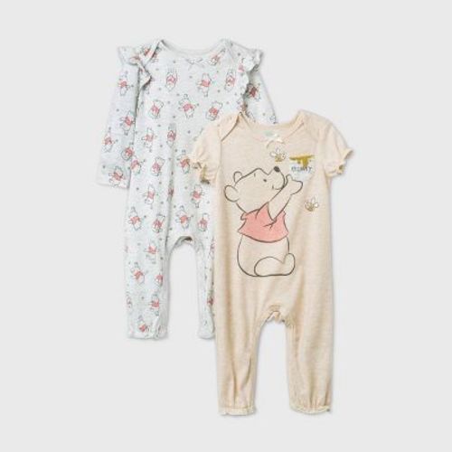 Baby Girls' 2pk Winnie The Pooh Romper - Gray
