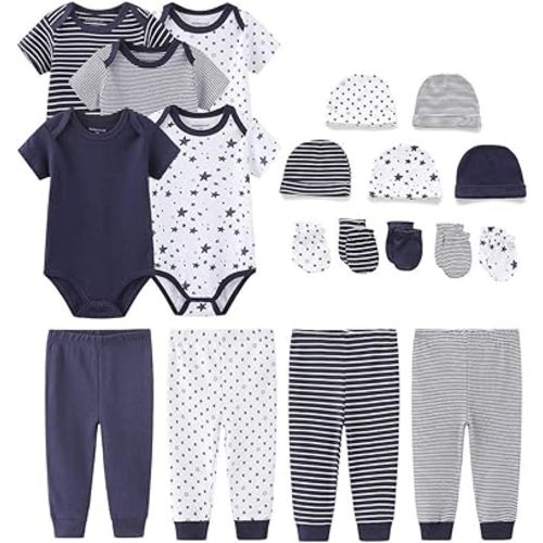 Kiddiezoom Newborn Baby Girl Boy Clothes Baby Outfits Pants Bodysuits Gifts Set Layette Set 0-3 Months - Blue