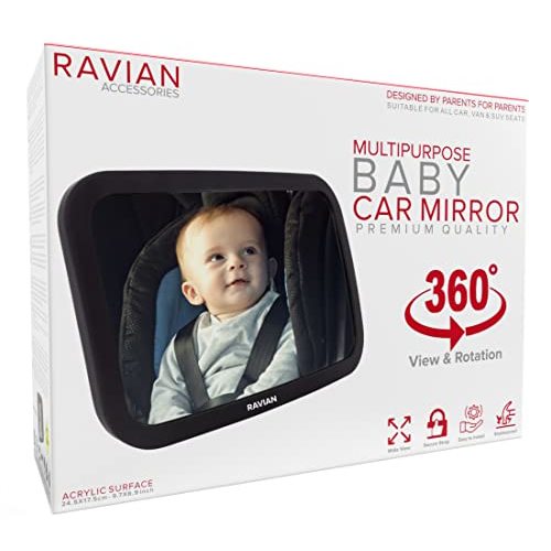  JoyDow Baby Car Mirror with Night Light, Safety Rear Facing Car  Seat Mirror for Infant Newborn, Wide Crystal Clear View 360° Adjustable,  Crash Tested & Shatterproof, Soft Night Light : Baby