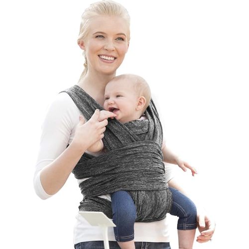 Boppy Baby Carrier - ComfyFit, Heathered Gray, Hybrid Wrap, 3 Carrying Positions, 0m+ 8-35lbs, Soft Yoga-Inspired Fabric with Integrated Storage Pouch