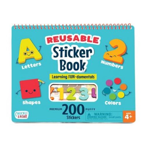 Reusable Sticker Learning & Activity Book With 200 Premium Puffy Stickers - Chuckle & Roar