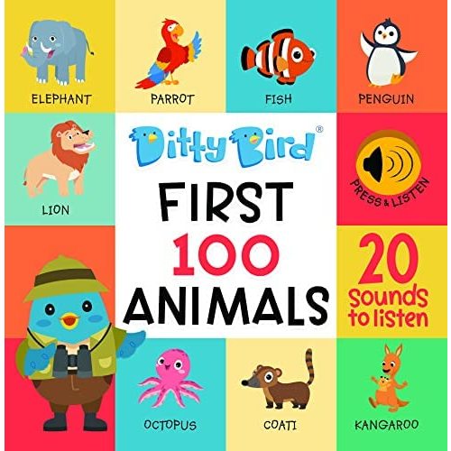 DITTY BIRD Interactive Musical Toy | 100 Words for Baby and Toddler | Educational Talking Toy | Discover 100 Animals | Electronic Early Development Toys for Toddlers 1-3.