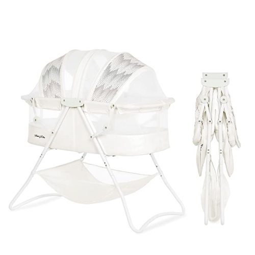 Karley Bassinet in Dove White, Lightweight Portable Baby Bassinet