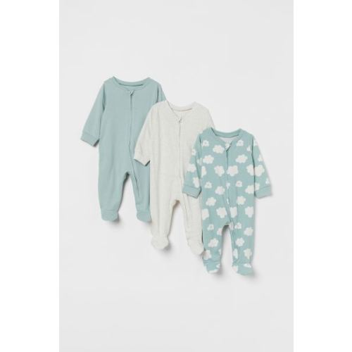 3-pack Jumpsuits with Zipper - Light turquoise/clouds - Kids | H&M US