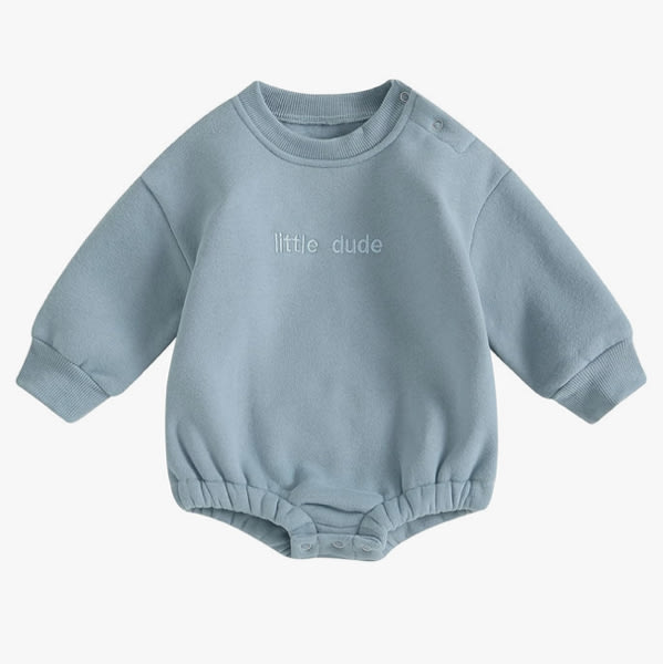 VISGOGO Newborn Infant Baby Boy Girls Oversized Romper Little Dude Sweater Onesie Coming Home Outfit Neutral Clothes