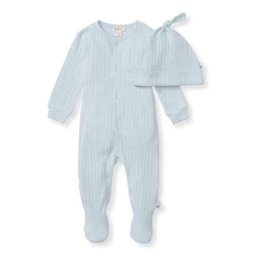 Burt's Bee Baby Infant Boys' 100% Organic Cotton Long Sleeve Jumpsuit with Hat