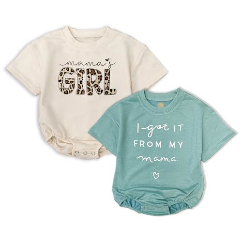 2Pcs Baby Girl Summer Rompers, Mama's Girl & I Got It From My Mama, Cute Soft Cotton Short Sleeve Bodysuits