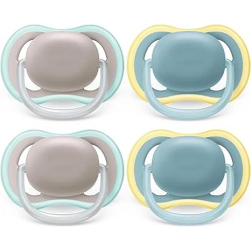 Philips Avent Ultra Air Pacifier - 4 x Light, Breathable Baby Pacifiers for Babies Aged 18 Months Plus, BPA Free with Sterilizer Carry Case (Model SCF349/25)