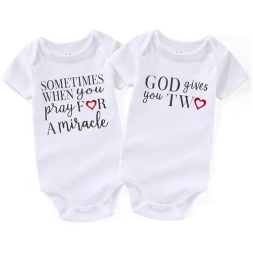 Pray for one gives two twins baby items must haves Girls boy infant Clothes Twin Baby Essentials newborn Bodysuits