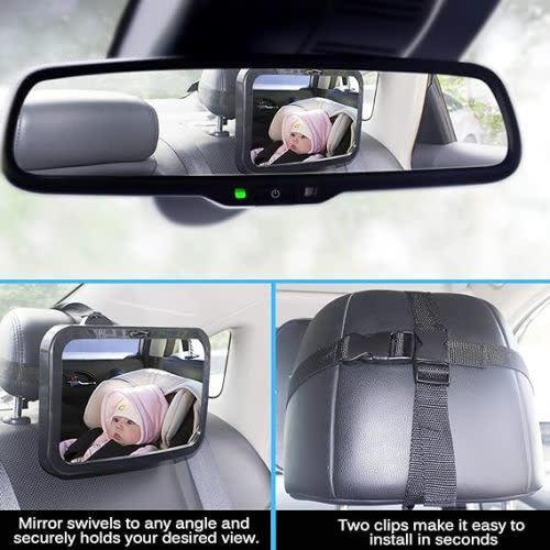 Shynerk Baby Car Mirror, Safety Car Seat Mirror for Rear Facing Infant with Wide Crystal Clear View, Shatterproof, Fully Assembled, Crash Tested and Certified
