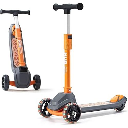 Toddler Scooter for Kids Ages 2+, 3 Wheel Kick Scooter with LED Light-Up Wheels, Adjustable Height Handlebar, Lean-to-Steer, Anti-Slip Deck, Easy-Fold Design, Gift for Boys and Girls