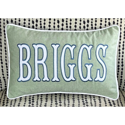 Custom Personalized Name Pillow Cover with Insert, Monogram Boudoir Pillow, Seafoam Nursery Decor