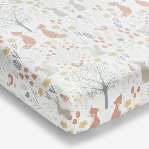 Forest Animals Classic Cool Organic Cotton Percale Fitted Crib Sheet