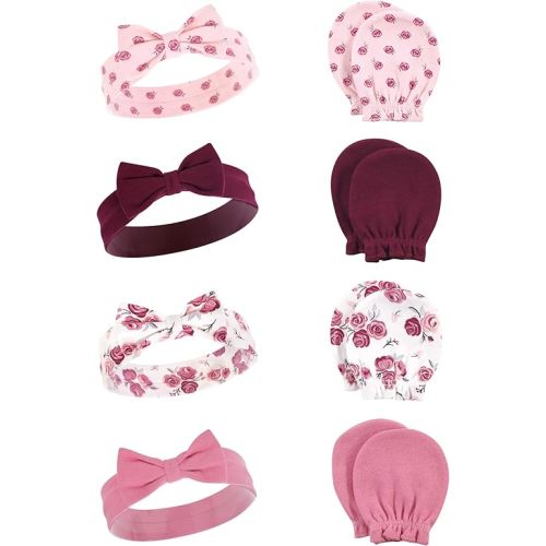 Hudson Baby Baby Girls' Cotton Headband and Scratch Mitten Set