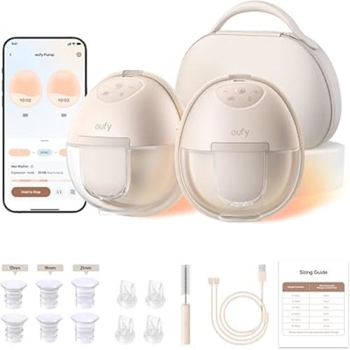 eufy Security Heated Wearable Breast Pump S1 Pro, Slim Hands-Free with Industry-Leading HeatFlow Tech, Wireless Charging Case, App-Controlled OptiRhythm, Hospital-Grade Suction, in-Bra Use