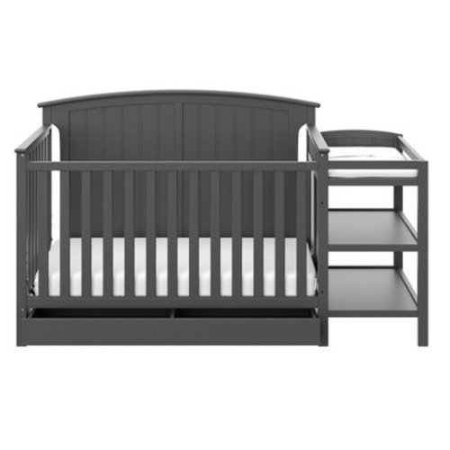 Storkcraft Steveston 5-in-1 Convertible Crib and Changer with Drawer Gray