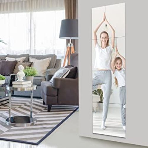 EVENLIVE® Full Length Mirror Tiles-14“×4 Pieces, Frameless Wall Mirror, self Adhesive Long Mirror, Body Mirror, Easy to Install, Used as Gym Mirrors for Home Gym, Door Mirror, Bedroom Mirror