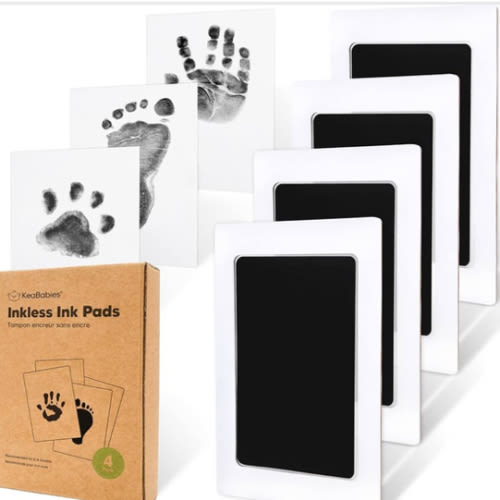 4-Pack Inkless Baby Hand and Footprint Kit - Mess Free Ink Pad for Newborn Keepsake, Dog Nose & Paw Print Kit, Clean Touch Ink Pad for Baby Hand & Footprints, Ideal New Mom Gifts (Jet Black)