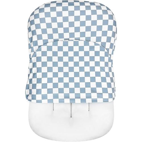 DILIMI Baby Lounger Cover for Boys and Girls, Removable Cover Ultra Soft Comfortable Lounger Slipcover, Blue Checkerboard (Lounger not Included)