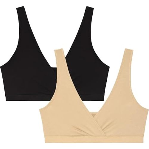 Motherhood Maternity Women's Soft Cotton Spandex Wrap Front Maternity & Nursing Sleep Bralette Bra S-3x