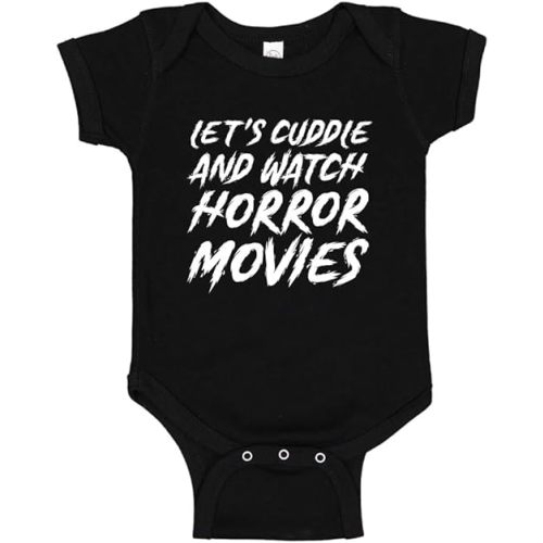 Let's Cuddle and Watch Horror Movies Baby Bodysuit or Toddler T-Shirt Halloween Spooky Baby Clothes