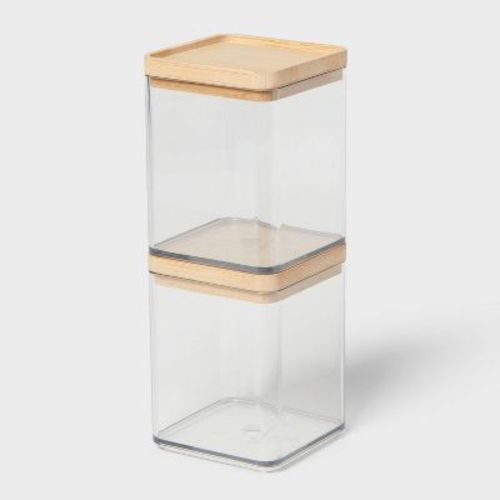 Extra Small Clear Canister With Bamboo Lid 2pk - Brightroom™
