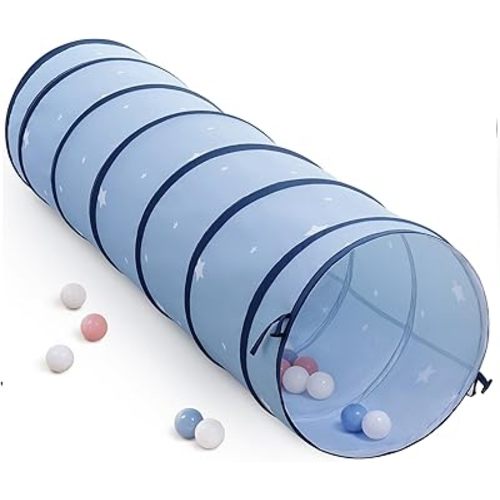 SweHouse Peachskin Fabric Tunnel for Toddlers: 69" x 18" Baby Crawl Tunnel - Indoor & Outdoor Toys for Toddlers - Birthday Gift for Boys & Girls - Obstacle Training for Dogs